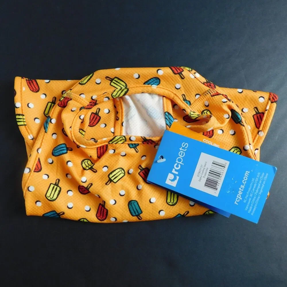 RC Pets Zephyr Cooling Vest Small Orange Popsicles Dog, Reflector Tab NEW NWT